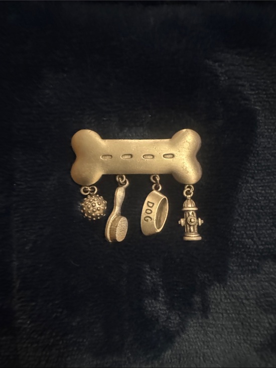 Accessories - Silver tone Dog Bone Charm Brooch with Dog Collar & Toy Charms